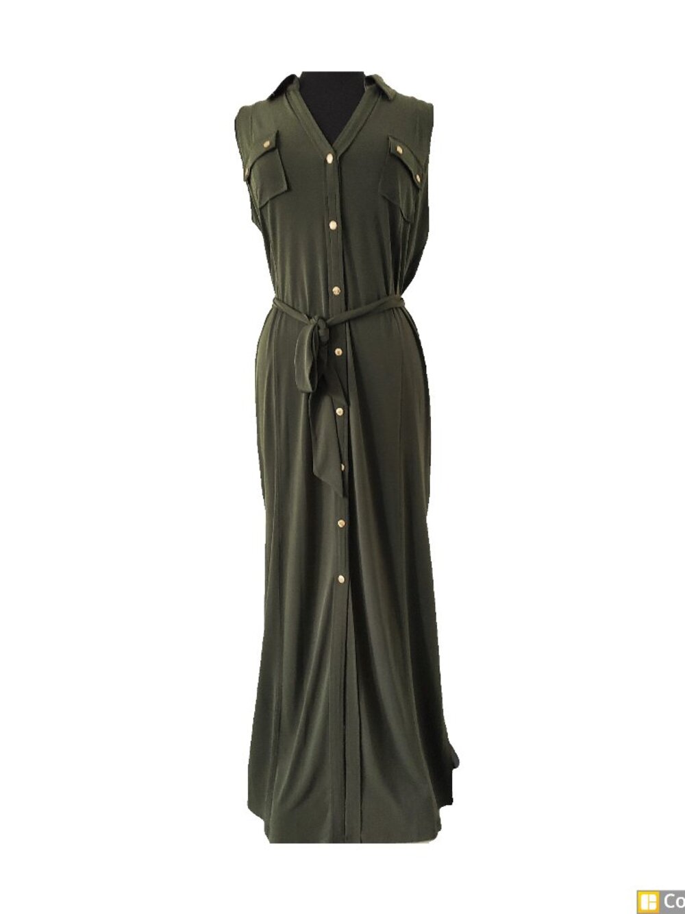 NWOT MICHAEL Michael Kors Sleeveless Jersey Snap-Front Dress Olive Color SZ XL